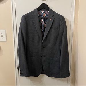 Ted Baker Pebble Dark Grey Slim Fit Birds Eye Blazer Jacket (Fits like 38R)